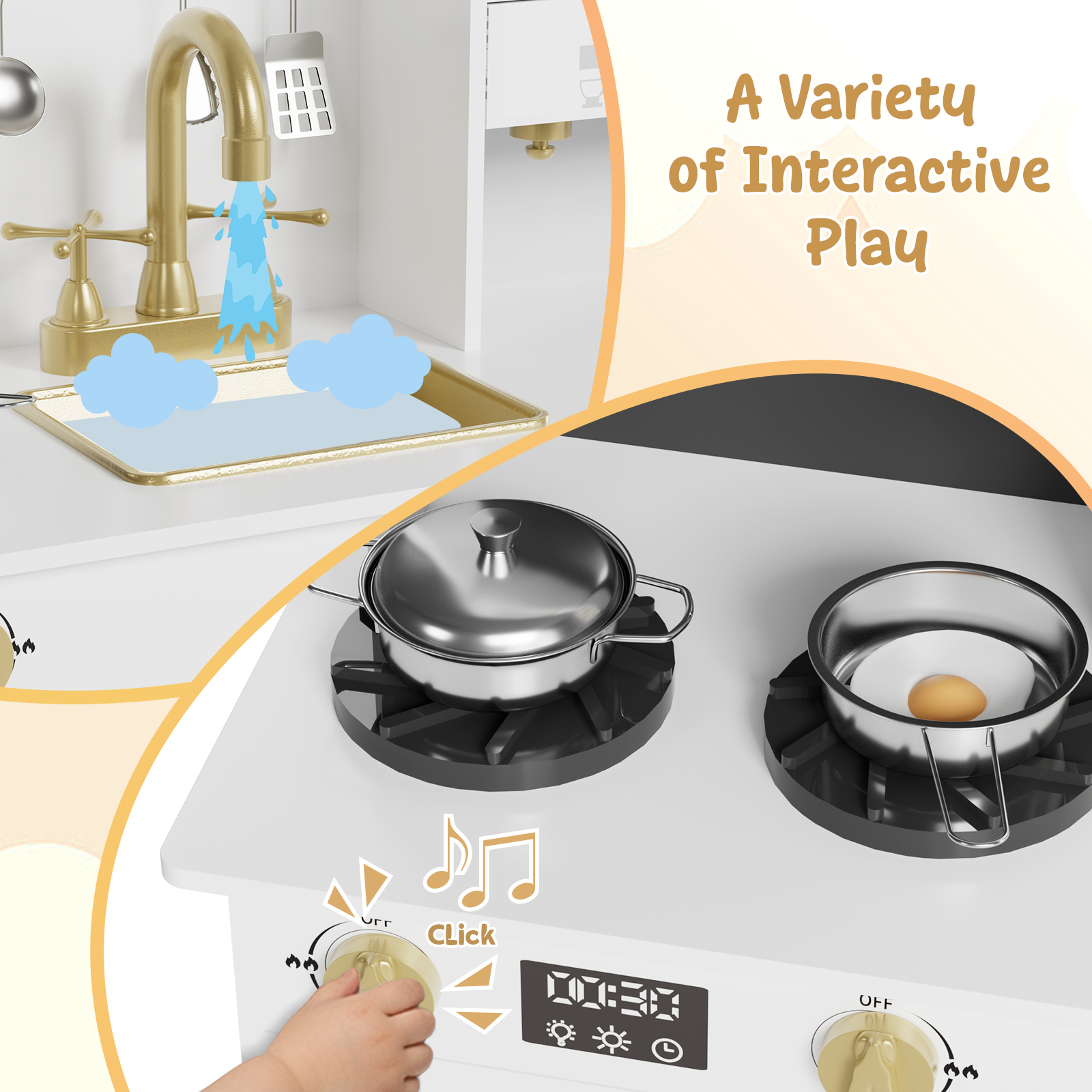 Arlopu Wooden Play Kitchen with Sink & Accessories photo 4
