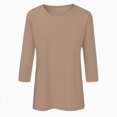 thumbnail image 4 of Kaprioy Womens Summer Tops Women 3/4 Sleeve Round Neck T-Shirt Soft Cotton Casual Solid Color Top Breathable Loungewear Stretchy Basic Tee for Home Yoga, 4 of 4