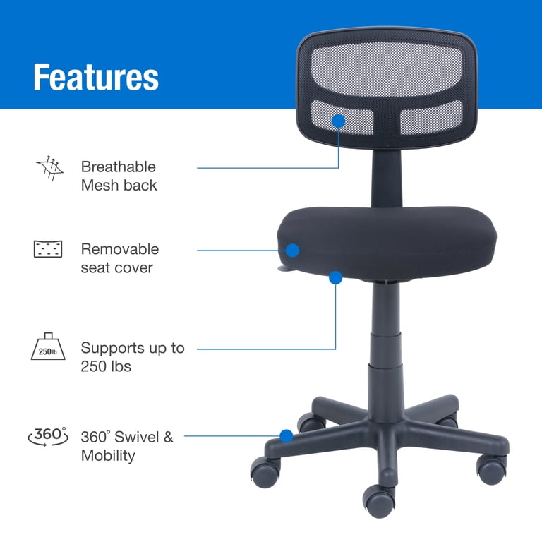 Mainstays Mesh Task Chair with Plush Padded Seat, Adjustable