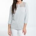 thumbnail image 3 of Elsie & Zoey Selena XL Light Gray 3/4 Sleeve Ribbed Jersey Henley Blouse for Women, 3 of 7