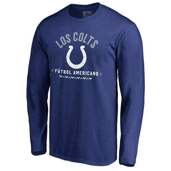 Men's Royal Indianapolis Colts Futbol Americano Long Sleeve T-Shirt