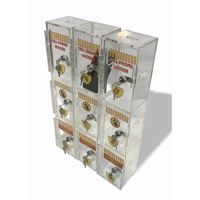 New Wall Mounted Acrylic Cell Phone Locker/Cell Storage - 3 Set