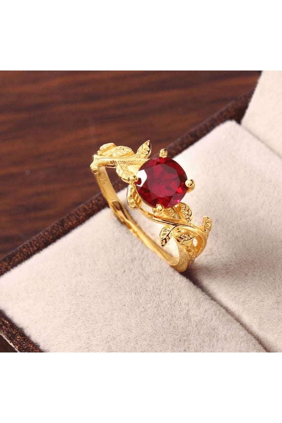 Red Ruby Ring 925 Sterling Silver Handmade Simple Band Ring For Women, Art Deco Leaf Nature Inspired Ring For Women's.