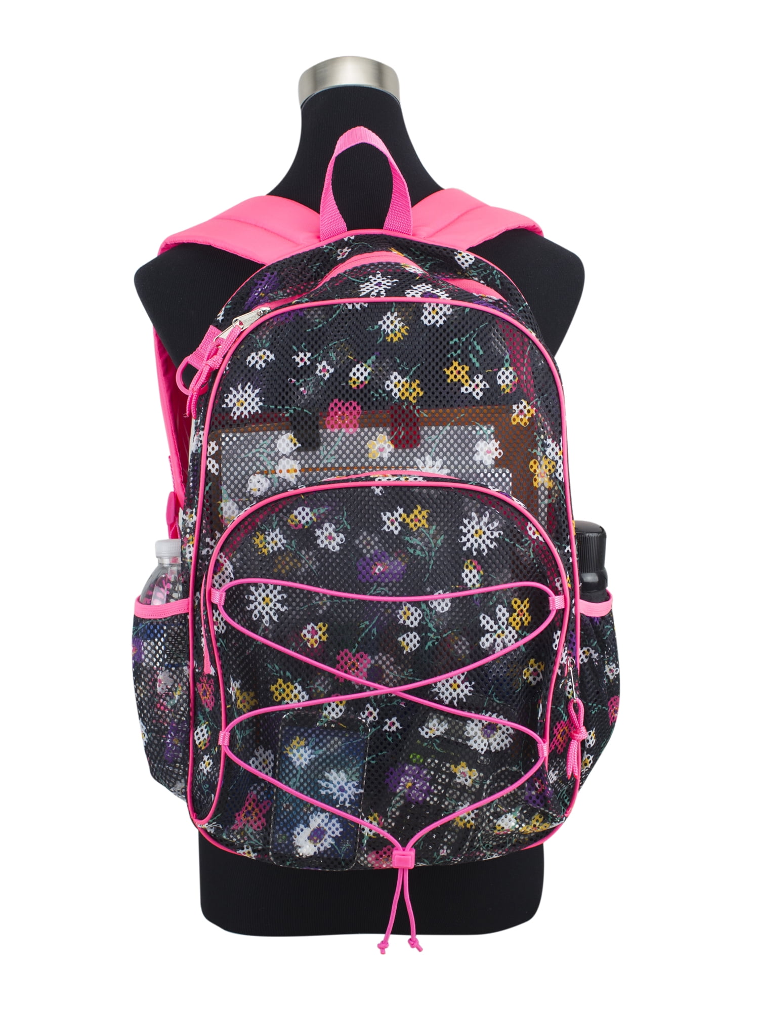 Eastsport Unisex Mesh Bungee Backpack with Padded Shoulder Straps, Daisy Flowers