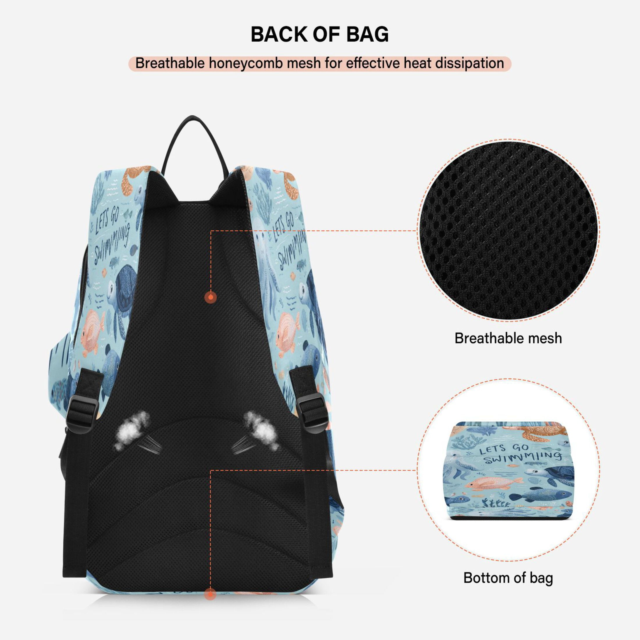 2 Racquet Holder Tennis Backpack Tennis Racket Covers Gym Bags Sea Creatures