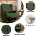 thumbnail image 3 of UIXE Swivel Glider Recliner Chair for Adults, Boucle High Back Accent Chair Nursery Rocker for Living Room, Upholstered Manual Reclining Sofa Seating with Deep Seat, Green, 3 of 8