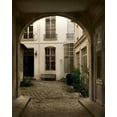 thumbnail image 2 of White, Milla 26x32 Gold Ornate Wood Framed with Double Matting Museum Art Print Titled - Marais Courtyard, 2 of 4