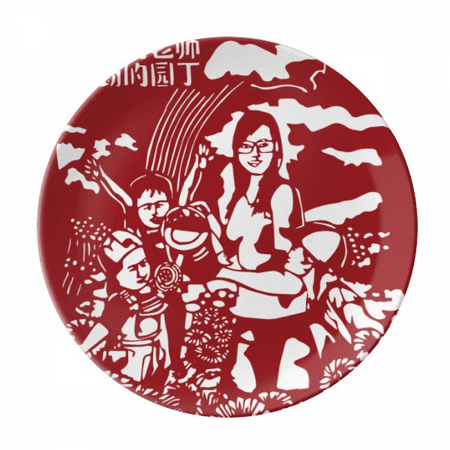 

China Paper Cutting Teachers Day Plate Decorative Porcelain Salver Tableware Dinner Dish