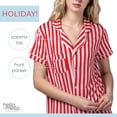 thumbnail image 3 of Hello Mello Holiday Pajama Top Soft Button-Down Lounge Shirt, Candy Cane Lane (Women's), 3 of 9