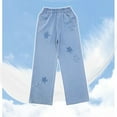 thumbnail image 7 of LIJCC Kids Girls Cute Star Distressed Jeans Elastic Waist Pull On Jeans Baggy Wide Leg Straight Pull on Denim Pants Washed Vintage High Waist Jeans Trousers, 7 of 7