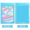 thumbnail image 2 of CCOCC 100 pcs Smell Proof Mylar Holographic Bags Packaging Bags, Clear Seal Resealable Odor Proof Bag Foil Pouch Zipper Bag for Food Storage and Lipgloss, Jewelry, Eyelash Packaging (Blue, 4x6In), 2 of 7