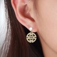 thumbnail image 2 of Flower Window Pattern Dangle Earrings for Women Pearl Cz Ginger Lyne Collection, 2 of 6
