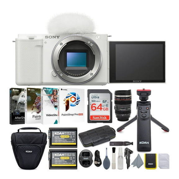 Sony Alpha ZV-E10 APS-C Vlog Camera Body (White) Content Creator's Bundle