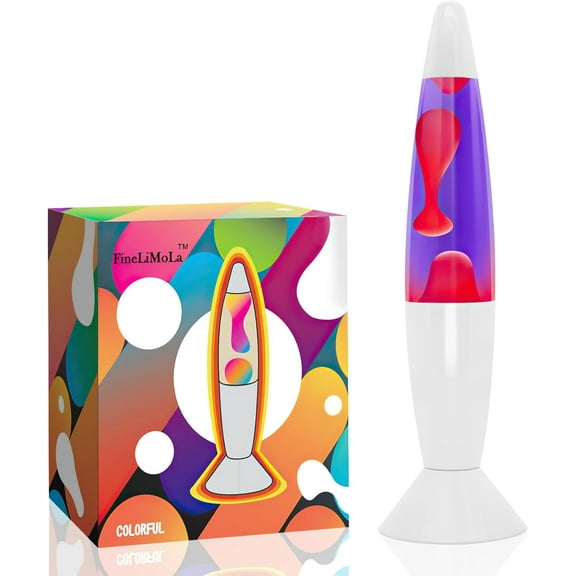 14‘’White Base Magma Liquid Motion Lamp with Purple Liquid and Pink Wax for Adults Kids Night Light Lamp Decoration for Living-Room Bedroom Christmas Thanksgiving Day