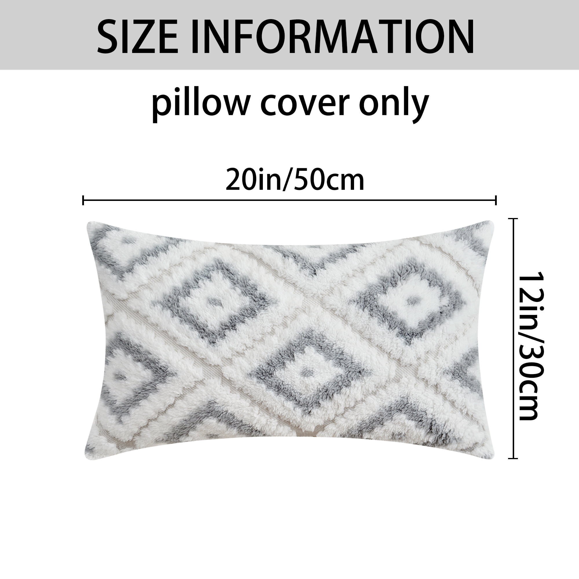 REGALWOVEN Pack of 2 Soft Short Plush Decorative Throw Pillow Covers Luxury Style Cushion Covers for Sofa Bedroom Grey 12" x 20"