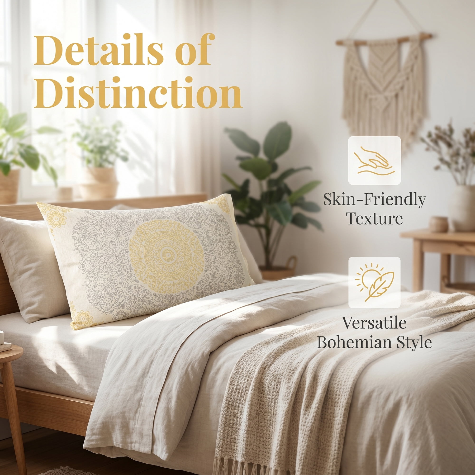 Unique Bargains 2 Pcs Cotton Cooling Envelope Closure Comfortable Pillowcase Yellow B