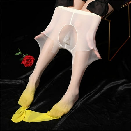 

Ounabing Men Pantyhose High Glossy Elastic Nylon Sheer Stockings Silky Tights Gradient Socks Candy Colored Pantyhose