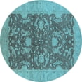 thumbnail image 1 of Ahgly Company Indoor Round Oriental Light Blue Industrial Area Rugs, 4' Round, 1 of 4