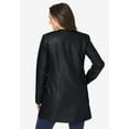 thumbnail image 2 of Jessica London Women's Plus Size Three Quarter Length Jacket Real Leather Oversized Long Coat, 2 of 5