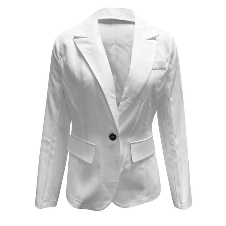 Cream Jacket Womens Casual Short Blazers Summer Casual Lightweight Suit Cropped Jacket Women Pinstripe Suit Women Lightweight Solid Color Jumper Button Round Neck Sweater Ladies Cardigan Suit Jacket W...
