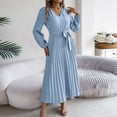 thumbnail image 2 of Wdgfv Ruffle Maxi Dress for Women, Pleated A Line Flowy, Business Casual, Holiday Modest Long Sleeve Smocked Spring, 2 of 6