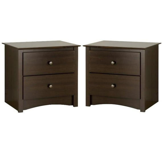 Home Square 2-Piece Furniture 2-Drawer Night Table Set in Espresso