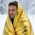 thumbnail image 6 of Inglocoh Emergency Foil Blanket, Survival Thermal Mylar Blankets Individually Packaged Perfect for Outdoors, Hiking, Survival, Marathons or First Aid (83"x51"_Golden), 6 of 8
