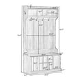 thumbnail image 2 of Hall Tree with Bench and Shoe Storage, 3 in 1 Entryway Bench With Coat Rack and Shoe Cubbies, Mudroom Bench with Storage and 6 Steel Double Hooks for Entryway (Tiger, 39.4"L x 15.7"W x 70.8"H), 2 of 9