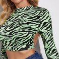 thumbnail image 3 of Puntoco Mujer Camiseta de manga larga con estampado de rayas Camiseta sexy sin espalda Vendaje Blusa de mujer Puntoco Puntoco-5731, 3 of 8