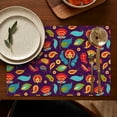 thumbnail image 5 of Retro Paisley Placemats Set of 4, Flax Linen Table Mats with Heat Resistant Wrinkle Free Finish Featuring Bohemian Vintage Floral and Ethnic Mandala Patterns, 5 of 6