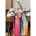 thumbnail image 4 of Ldtrchee Pink Teal Blue Table Runner 36 Inches, Modern Contemporary Oil Painting Bed Runner Dresser Scarves Tabletop for Indoor Outdoor Parties/Ceremony/Banquet, 13"x 36", 4 of 8