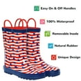 thumbnail image 6 of Landchief Toddler Rain Boots, Kids Rain Boots Waterproof Rubber Boots for Girls and Boys with Fun Patterns and Easy-On Handles, Size 8, Stripe Star, 6 of 7