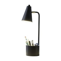 Roninkier Modern Desk Lamp with Organizer,Three Colours Dimmable for Home Office，Black