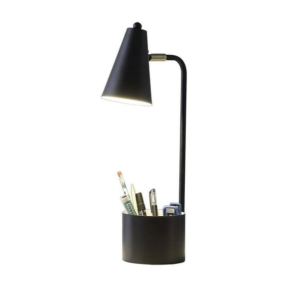 Roninkier Modern Desk Lamp with Organizer,Three Colours Dimmable for Home Office，Black