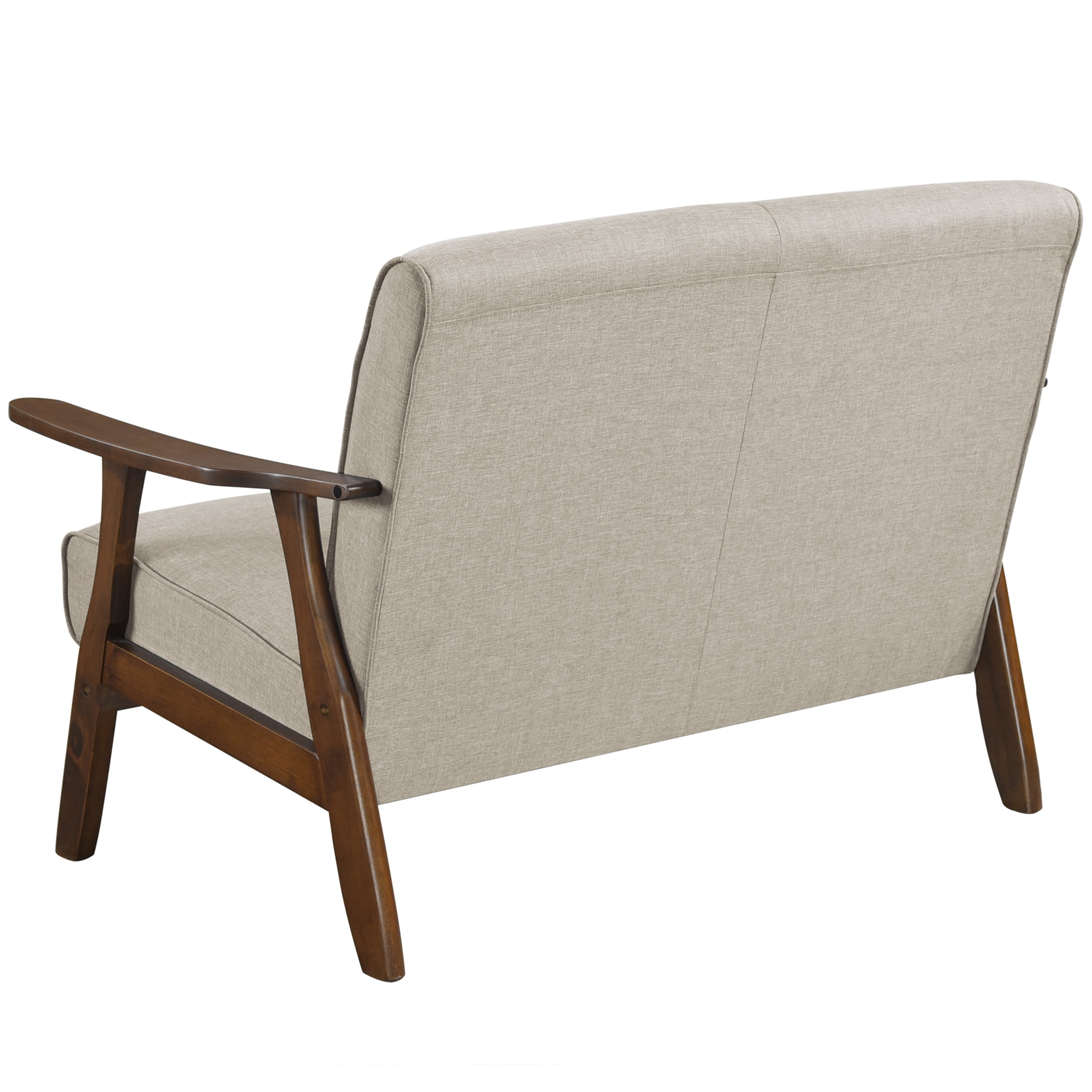 Castle Place Mid-Century Upholstered Linen Loveseat, Warm Grey
