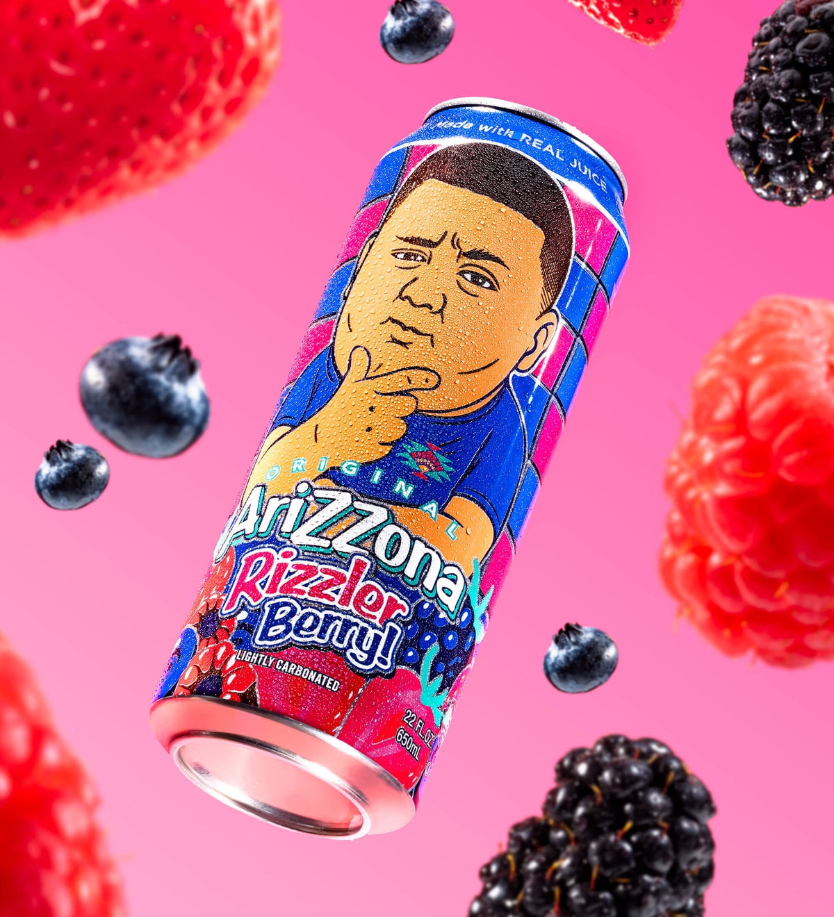 Arizona Rizzler Berry + Arizona Whipped Pineapple Orange Fruit Juice, 22 fl oz Can, 24‑Pack (12 Each)