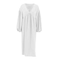 thumbnail image 6 of Women Nightdress, Long Sleeve V-neck Loose Sleepwear Loungewear, 6 of 8
