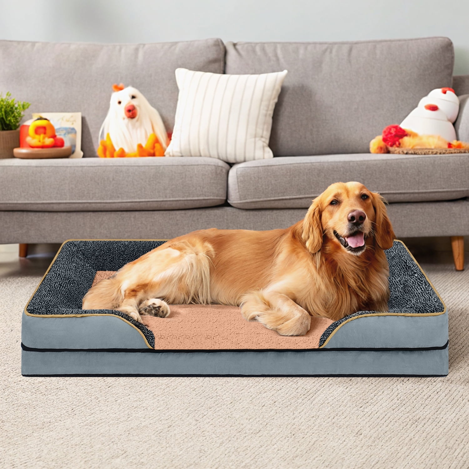 PayUSD Dog Bed for Large Medium Small Dogs Orthopedic Pet Dog Sofa Bed with Removable and Washable Cover S to XL
