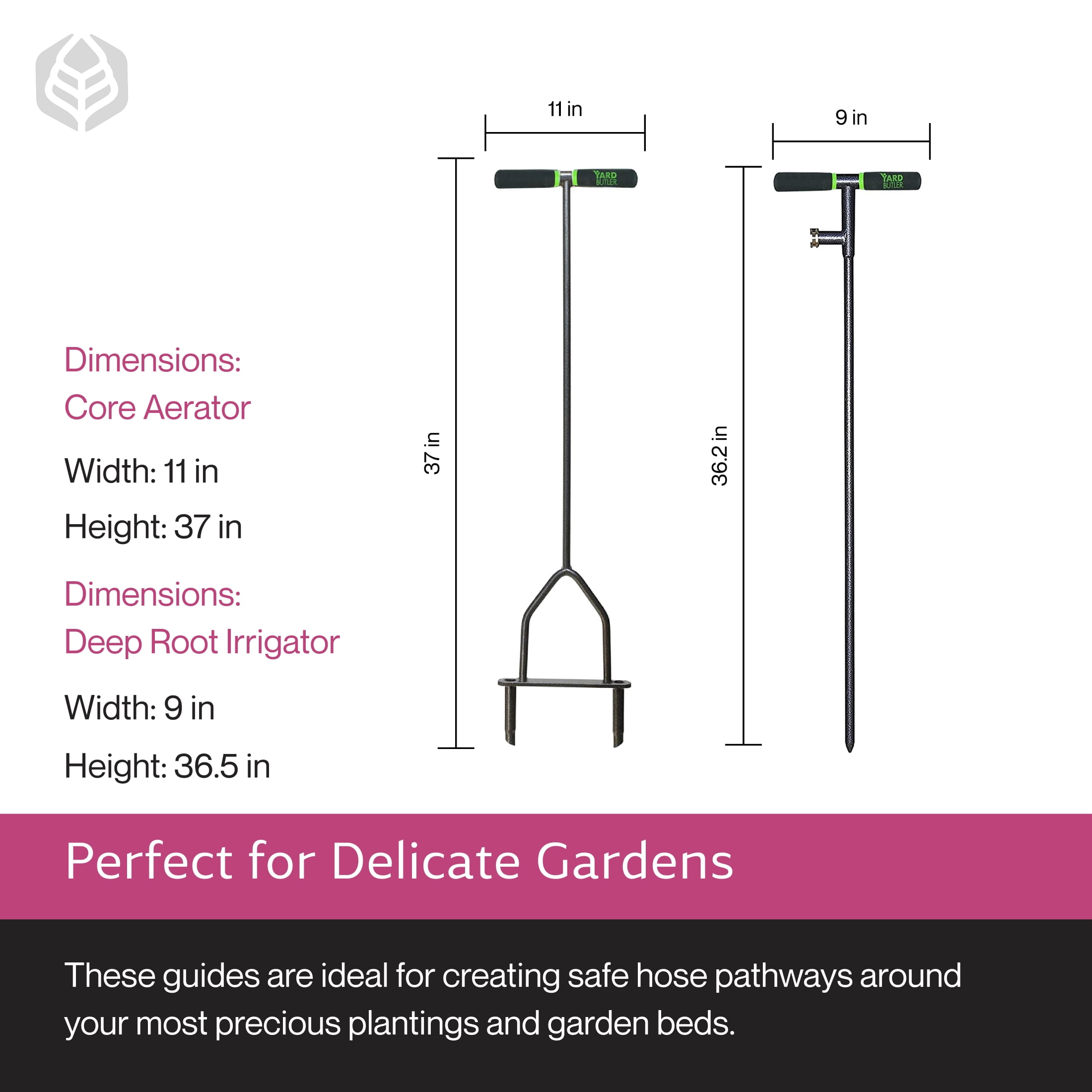 Yard Butler Beat The Drought Garden Bundle - Deep Root Irrigator and Manual Lawn Coring Aerator - Drip Watering Feeder Tool Irrigation System - Grass Aerators, Plug Core Aeration Tool (Pack of 2)