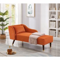 Modern Velvet Chaise Lounge Chair with Solid Wood Legs|Orange