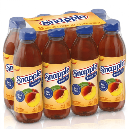 Snapple Peach Tea, Ready-to-Drink Iced Tea, 16 fl oz Bottles, 8 Pack