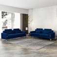 thumbnail image 4 of Blue Velvet Sofa Couch, 86" Large Loveseat Sectional Sofa with Gold Metal Legs for 3-4 Persons, Mid Century Modern Couch with 2 Pillows, Love Seat for Living Room Home Office Apartment, 4 of 8