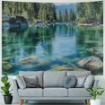 thumbnail image 4 of Orinice Lake Rocks Trees Tapestry Wall Hanging Unique Style Graphic Tapestries Home Wall Decor Art for Living Room Bedroom Apartment Farmhouse Dorm 50x40inch, 4 of 6