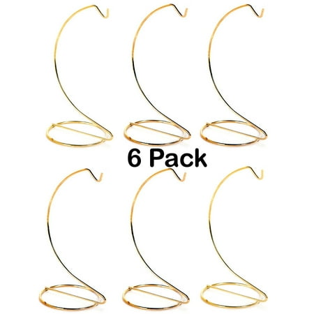 Ornament Hanger Stand (Creative Hobbies 10 Inch Tall Gold Metal Ornament Display Hanger Stands for Displaying Christmas Ornaments, Glass Terrariums, Etc.- Pack of 6)