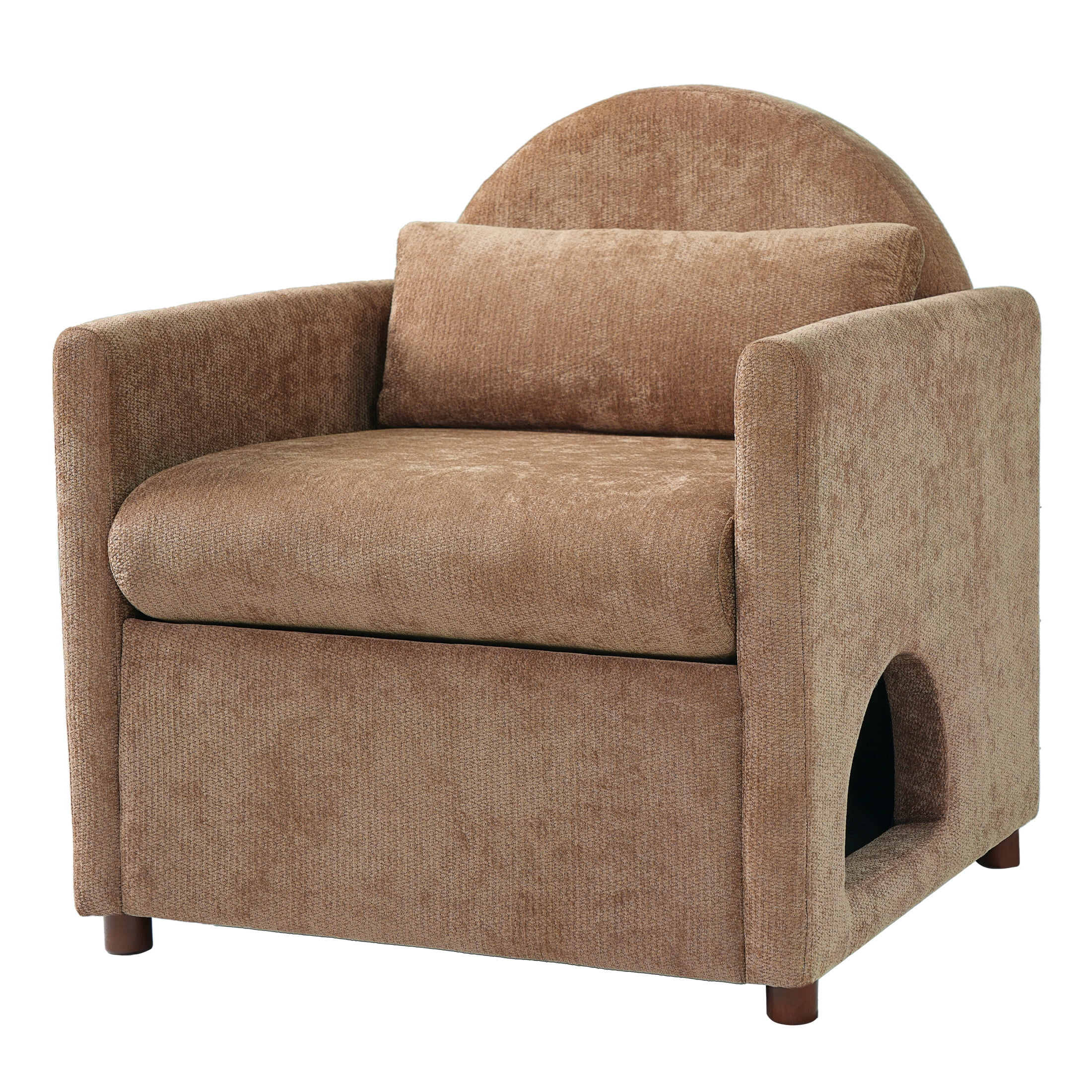 Christopher Knight Home Modern Pet Friendly Accent Chair with Pillow and Hidden Nook, Coffee