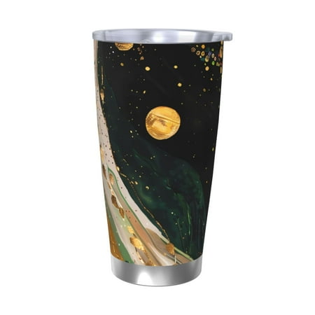 

Junzan Abstract Gold Floral Galaxy for 20oz Stainless Steel Insulated Car Cup with Spillproof Lid - Insulated Coffee Mug Thermal Cup-Without Straw