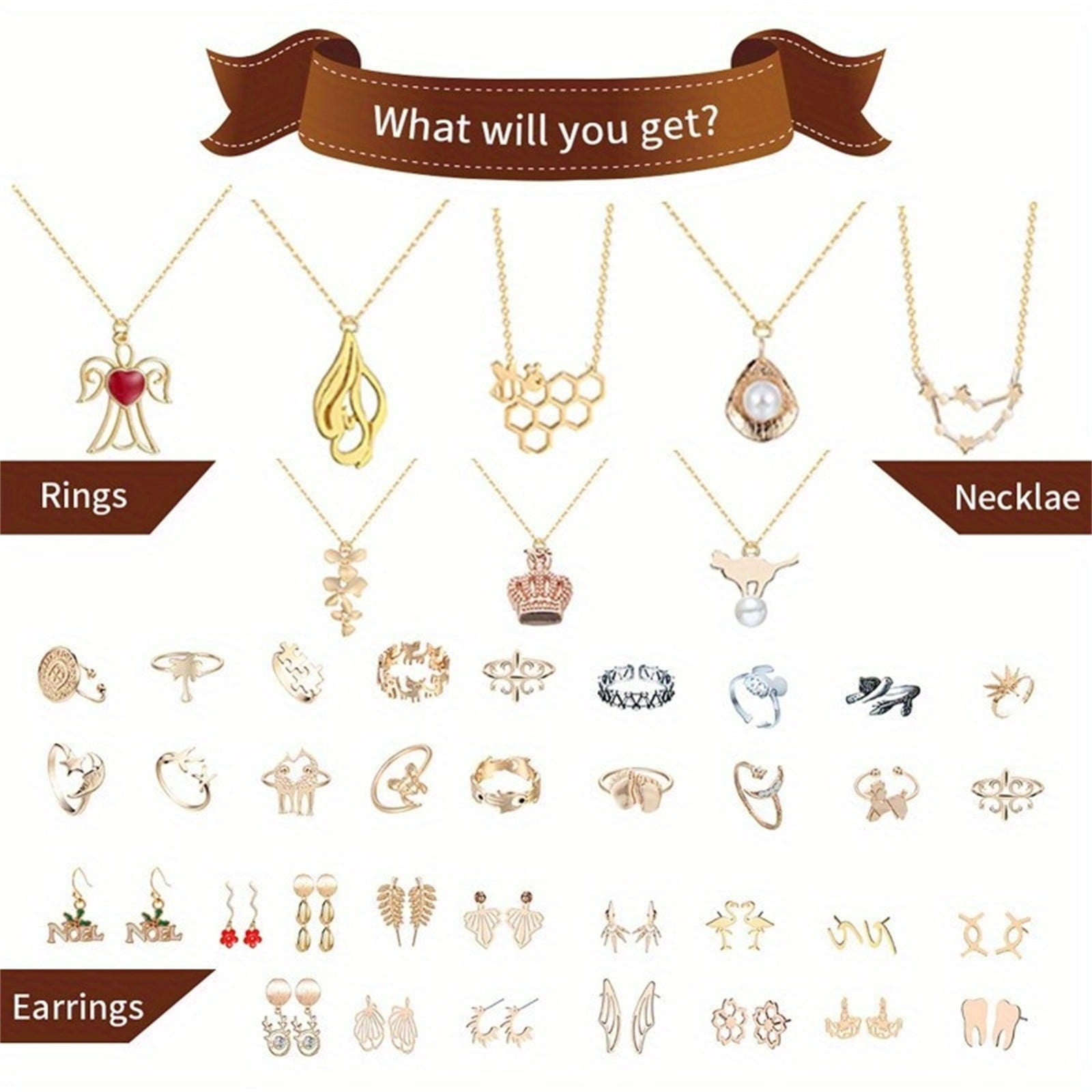 Advent Calendar Women s Jewelry Advent Calendar 2024 Fashion Bracelet Necklace Ring Earrings 24 Days Countdown Holiday