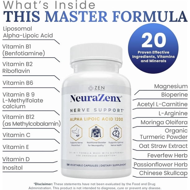 l-carnitine in chinese Zen-Nutrients-NeuraZenX-Nerve Support & Peripheral Neuropathy Support with 1200mg Alpha Lipoic Acid (ALA), Benfotiamine, L-Carnitine, and Turmeric Glutation Complex - Stärk curvwhyt coffee Quantity:3 Month Supply