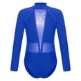 thumbnail image 3 of Eandarui Kids Girls Figure Ice Skating Bodysuit Long Sleeve Mesh Jumpsuit Rhinestones Mock Neck Blue 6, 3 of 7