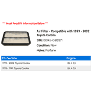 Air Filter - Compatible with 1993 - 2002 Toyota Corolla 1994 1995 1996 1997 1998 1999 2000 2001